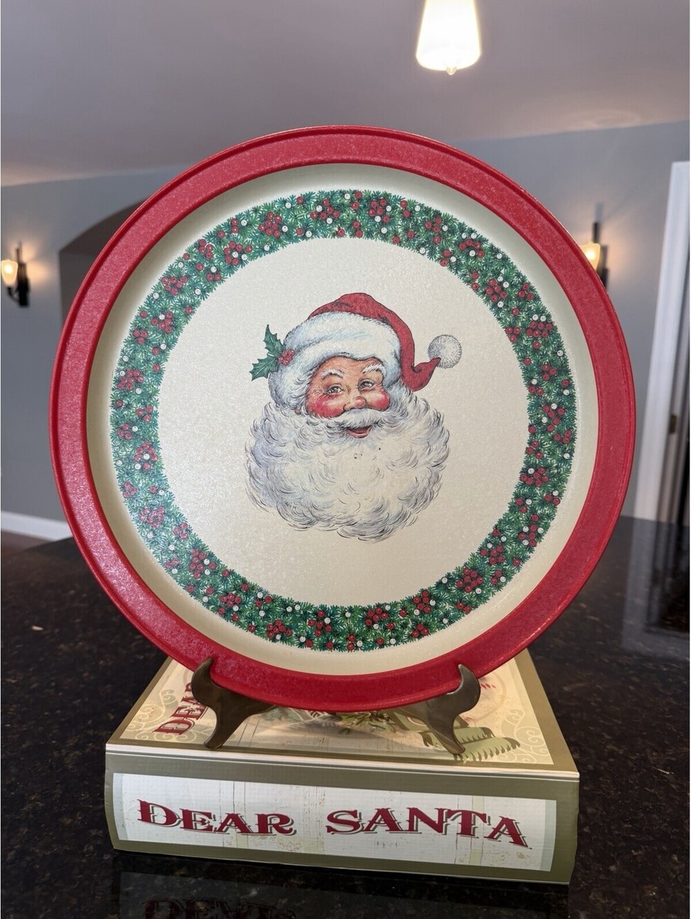 Vintage 1988 Potpourri Press Hong Kong Santal Christmas Tray Metal 13.5” EUC